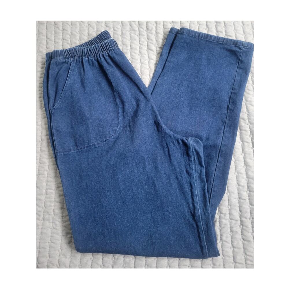 Denim & Co Tall Large Med Wash Stretch Side Pocket Pant A624308 NWOT